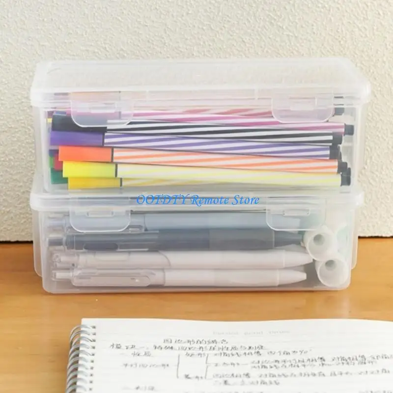  High Capacity Pencil Case Water Resistant Clear Pen Storage Box Hard Pen Case