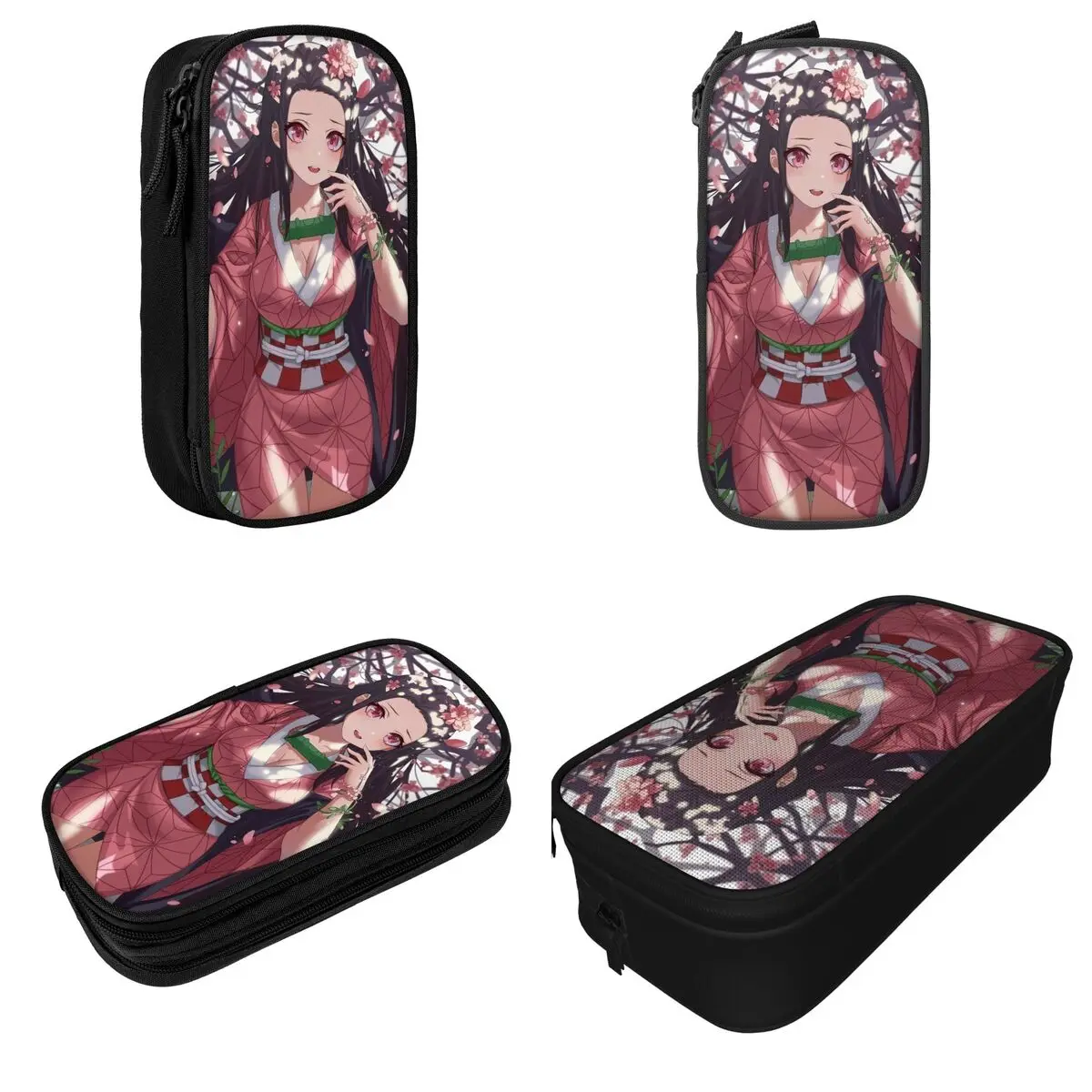 Imagem -02 - Kamado Nezuko Demônio Slayer Lápis Cases Anime Caixa de Lápis Caneta Titular para Estudante Grande Capacidade Bolsa Escritório Acessórios Cosméticos