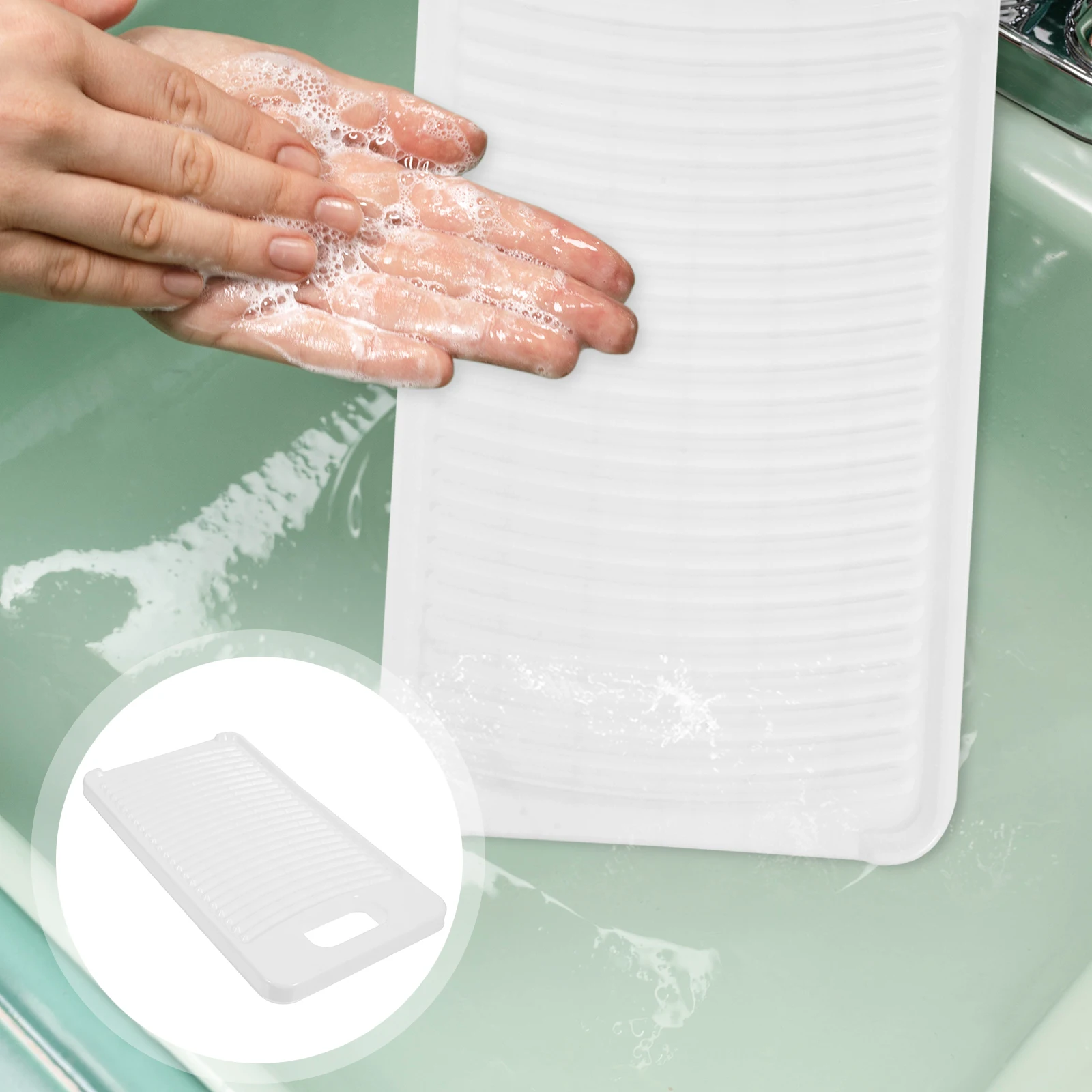 

Non-slip Washboard for Hand Clothes White Durable Plastic Travel Scrub Board Portable Cleaning Tool Hanging Design Laundry