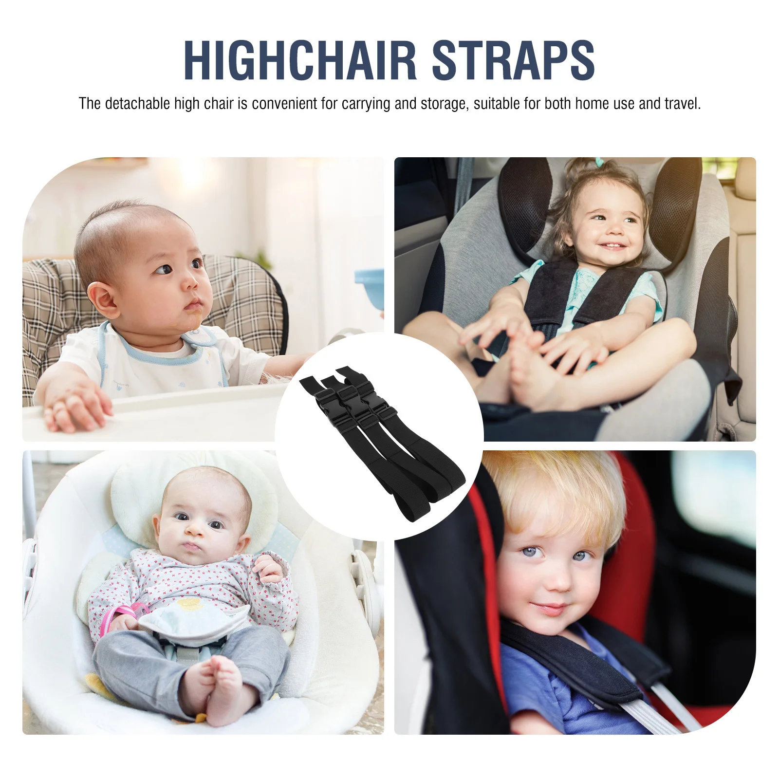 3 قطع من أشرطة كرسي الأطفال المرتفعة، حزام أمان قابل للتعديل، حزام خصر سريع التحرير لعربة الأطفال حديثي الولادة، أشرطة كرسي مرتفع
