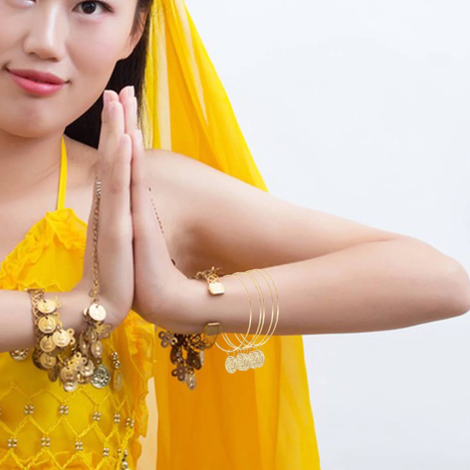 20Pcs Stylish Belly Dance Wrist Accessories Handcrafted Performance Costume Jewelry Ethnic Bangle Set for Stage Festival Daily