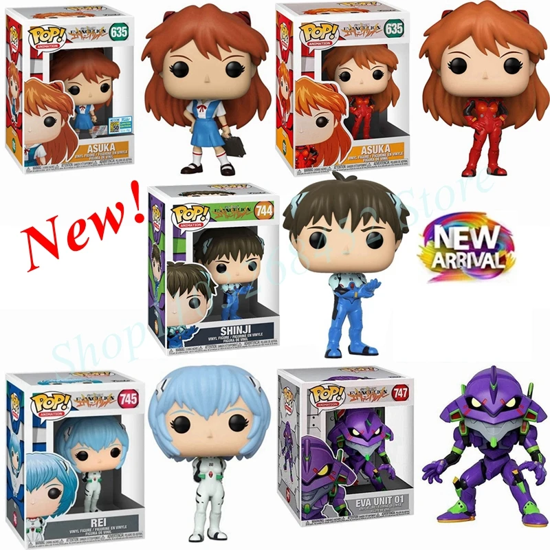 Funko POP Evangelion Asuka #635 Shinji #744 Langley Soryu Rei #745 Ayanami Eva Unit 01 #747 Action Figure Model Vinyl Toys Gifts