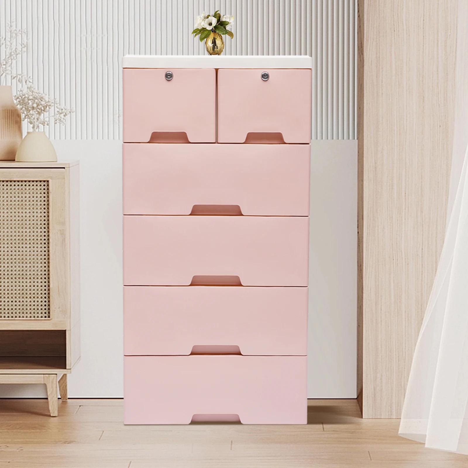 LOYALHEARTDY Plastic Dresser Storage Tower 6 Drawers Bedroom Hallway Entryway Organizer Home/Office Tower Closet Cabinet