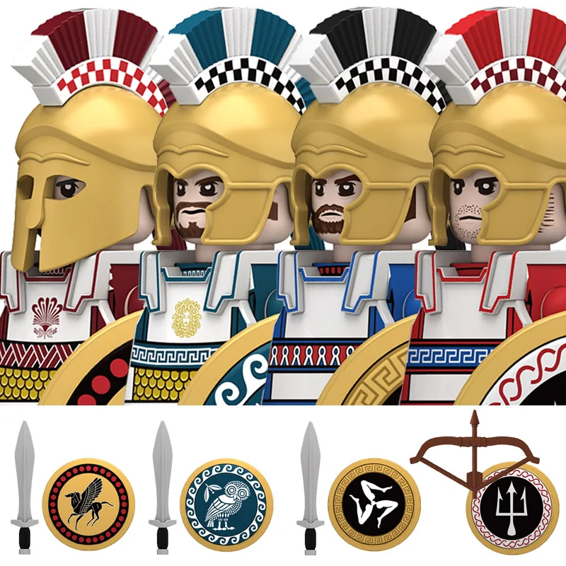 Militärische Bausteine: Griechische Serie Schwerer Infanterie-Soldatenfiguren – Athene, Korinth, Spartanische Hopliten, Legionstruppen-Spielzeug – Detail 2