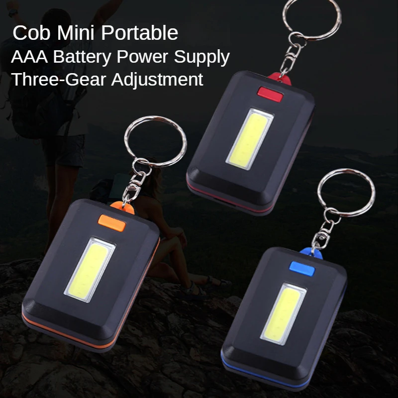 No. 7 Battery Cob Portable Keychain Light Outdoor Household Emergency Light Backpack Tent Mountaineering Mini Flashlight