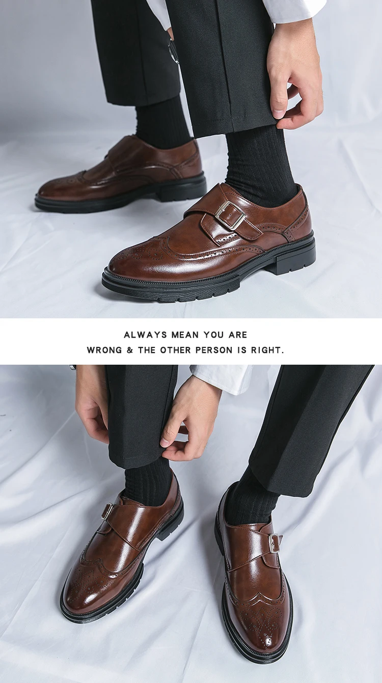 High Quality Brogues Party Wedding Shoes For Men Formal Office Men's Dress Shoes Slip On Casual Leather Business Loafers Shoes