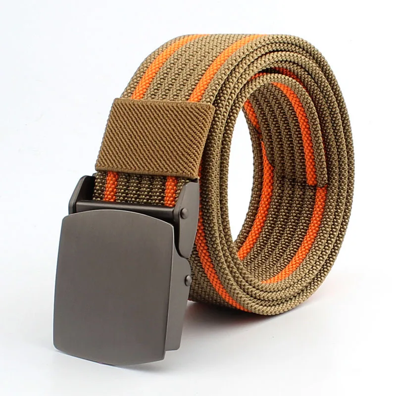 Men's Metal Automatic Buckle Nylon Canvas Weave Belt Outdoor Sports High Quality Fashion Tactical Belts For Male  Survival