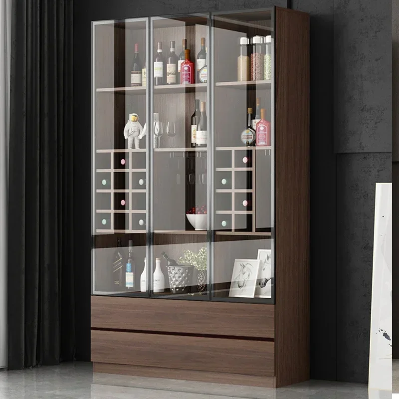 

Glass Door Wine Cabinet Modern Nordic Restaurant Coffee Display Cabinet Light Luxury Household Storage Meuble Vin Bar Furniture