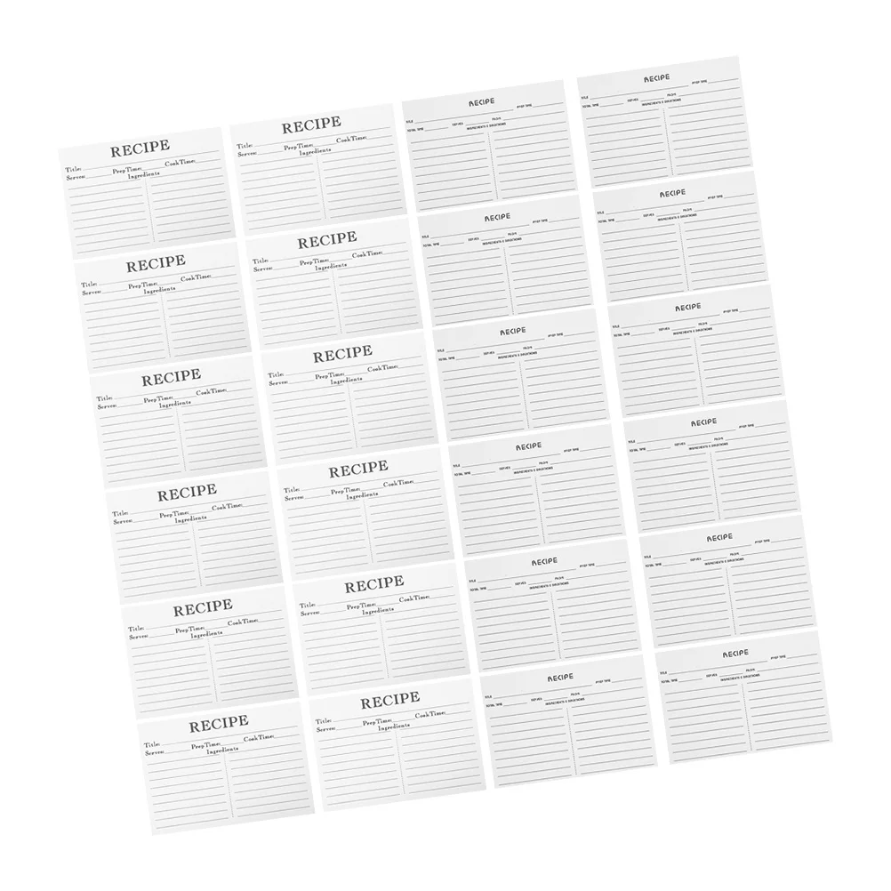 

50Pcs Thick Paper Blank Recipe Cards Double Sided for Wedding Bridal Shower Cooking Notes Kitchen DIY Food Sheet Cards