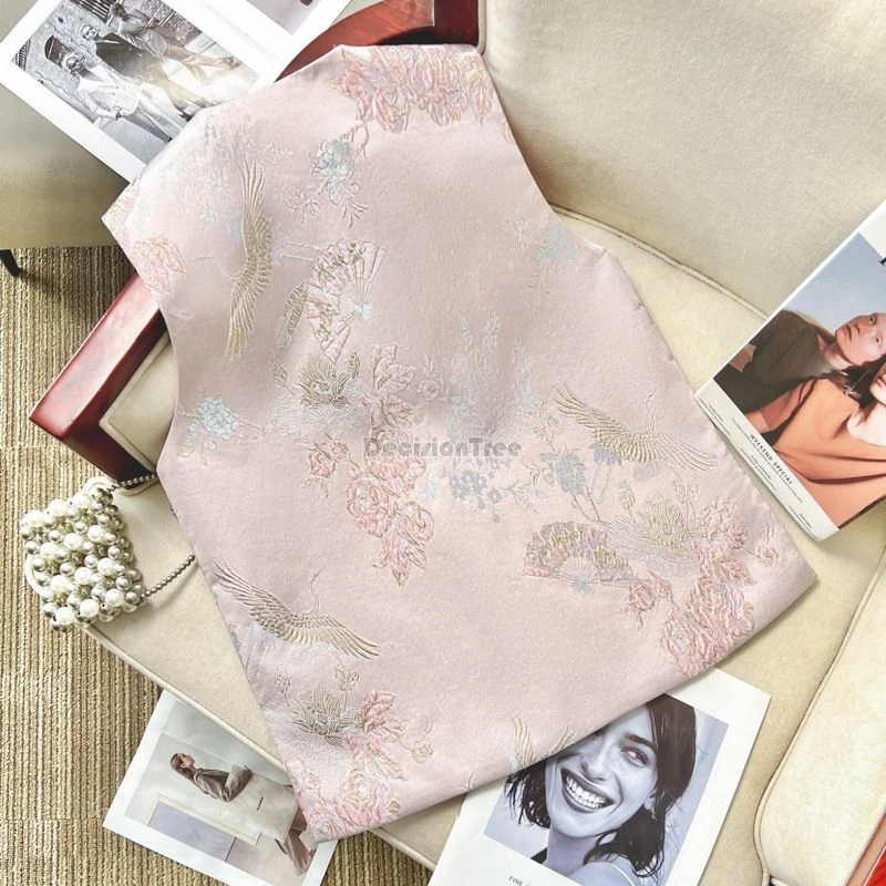 2024 classical chinese style handmade embroidery jacquard vest new retro elegant tang suit vest dignified temperament cardigan