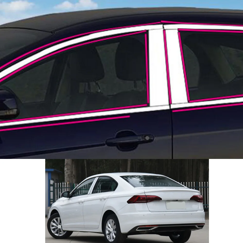 

For VW Volkswagen Bora 2019 2020 2021 Car Sticker Garnish Pillar Window Middle Strip Trim Frame Hoods Parts