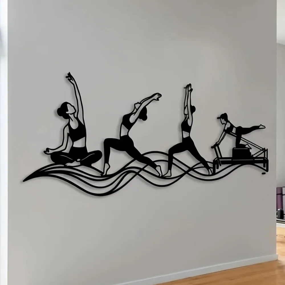 CIFBUY Metal Wall Art Rustic Pilates Fitness Iron Craft Sculpture Indoor Outdoor Home Gym Studio Fence Decor Plaque