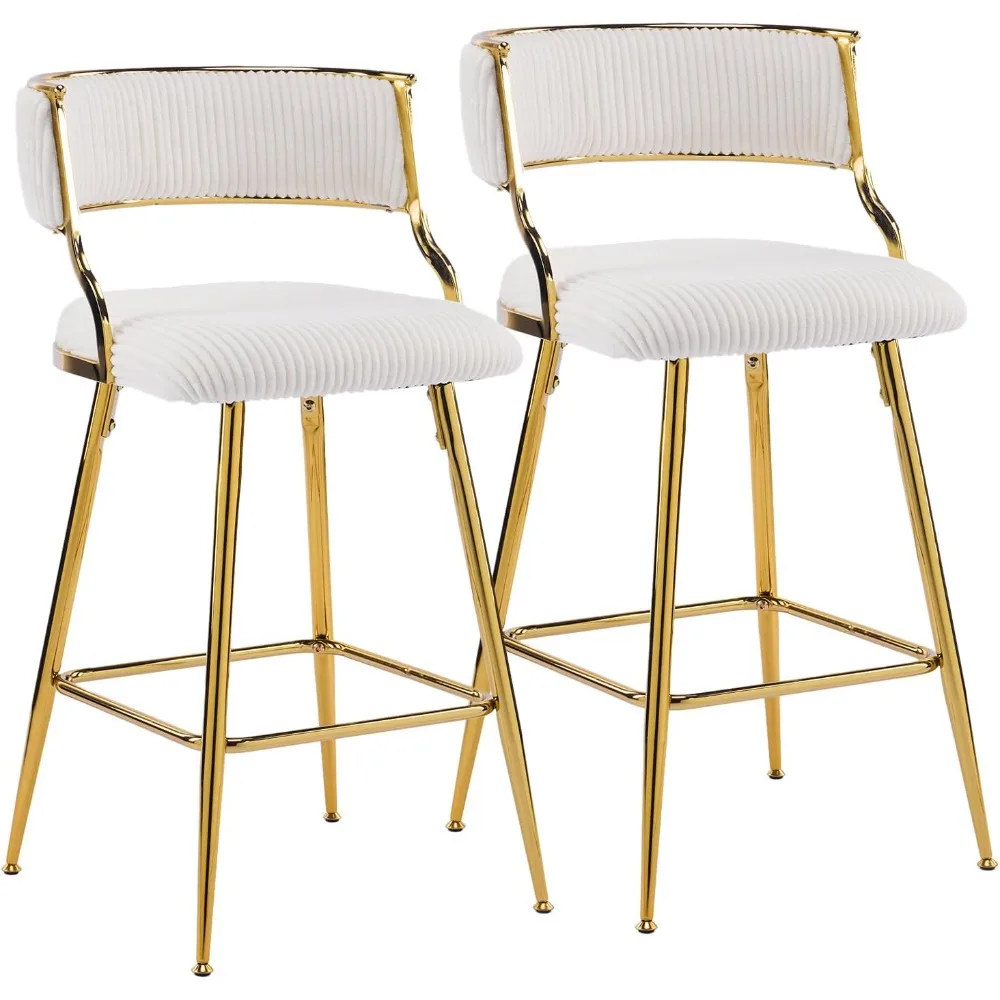 

Velvet Counter Height Bar Stools Set of 2, 26" H Counter Bar Stool for Kitchen Island, Barstools with Metal Gold Legs for Home
