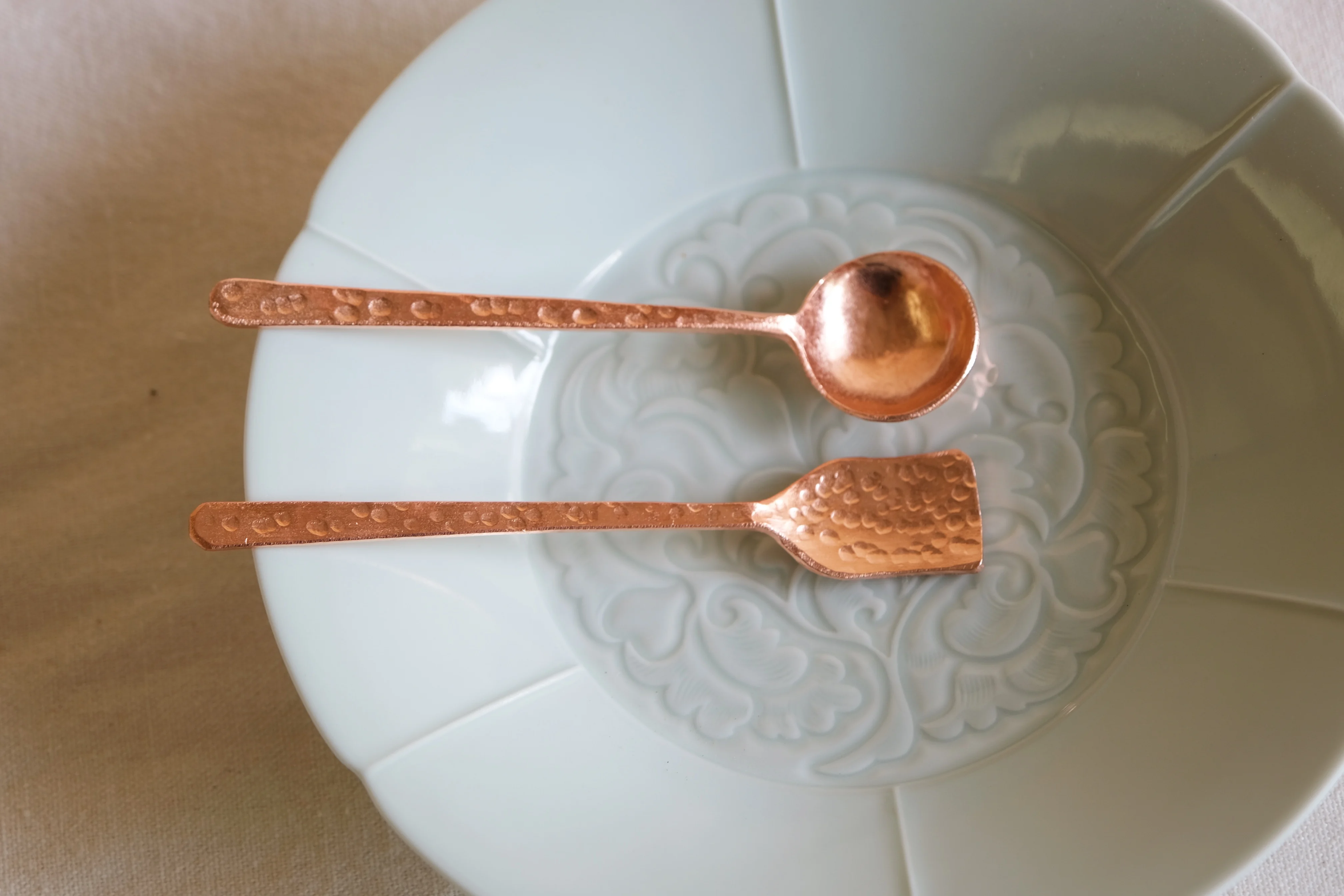 Japanese handmade copper spoon ins wind brass coffee copper stirring dessert western food spoon small teaspoon