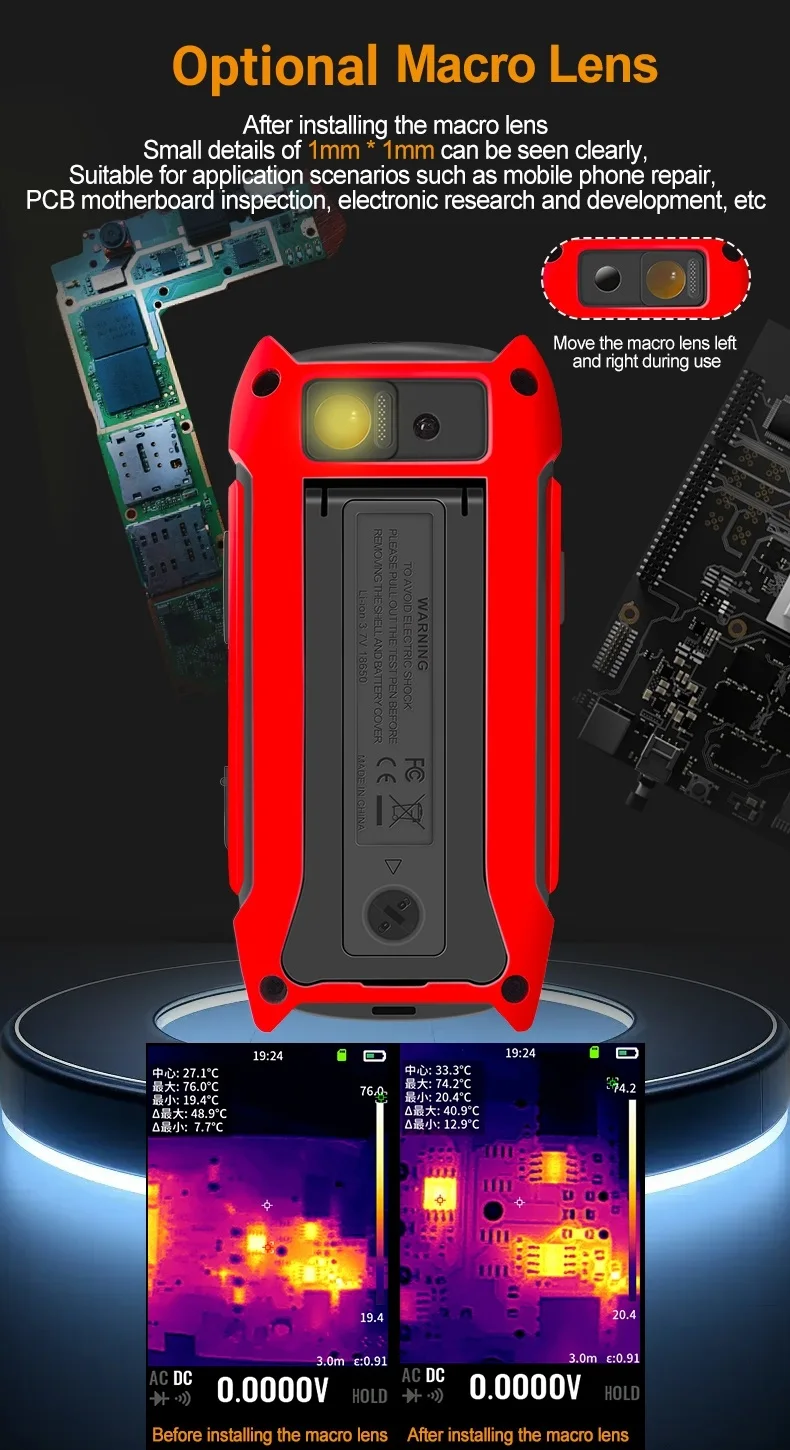 TOOLTOP ET15S 256 * 192 Wärmebildkamera in Industriequalität 19999 Zählungen Multimeter Makroobjektiv PCB Wärmebildkamera Elektrische Inspektion – Detail 4