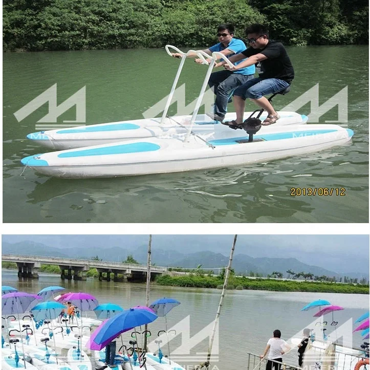 2024 Water Bike Pedal Boats Pedalo for Sale Water Park Sports Equipment Manufacturer Fiberglass Bike Outdoor Equipment