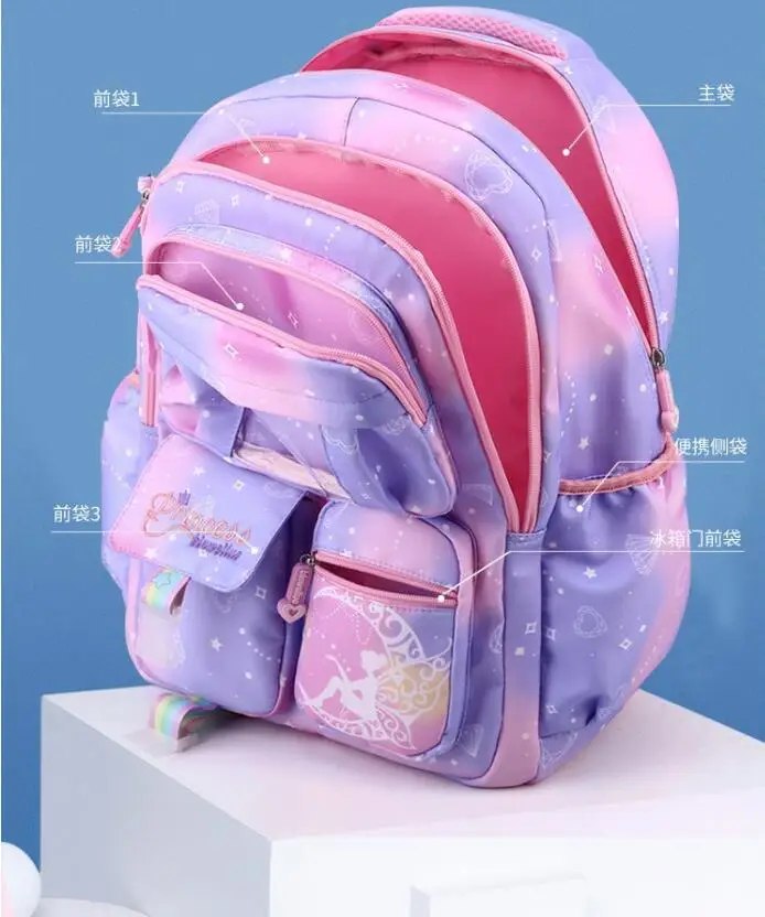 Mochila escolar para niñas de 1 a 5 grados, bolso escolar colorido, impermeable, ortopedia, novedad de 2024