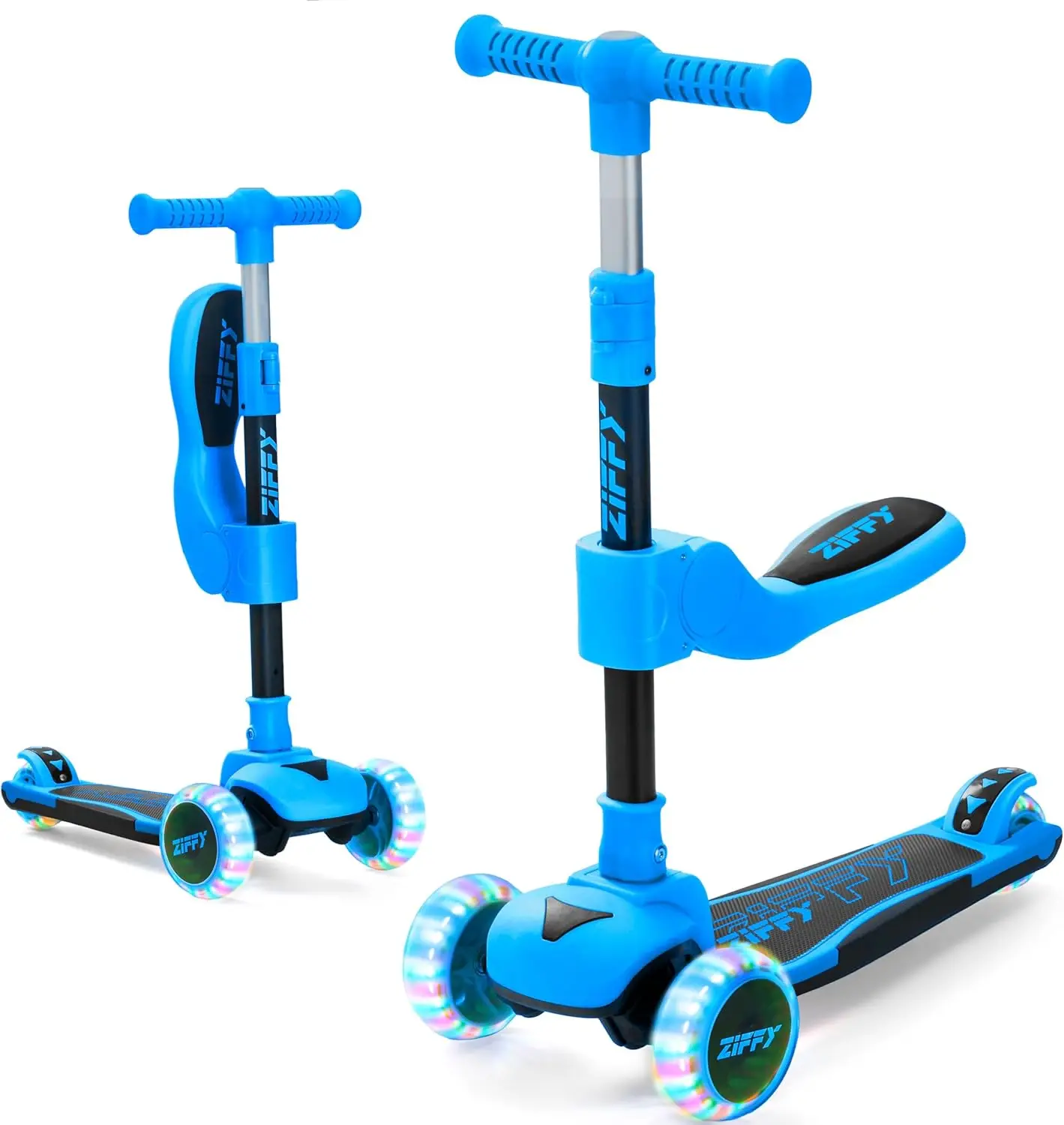 

JOYFY Самокат для малышей 2 в 1, 3-колесный самокат со светодиодной подсветкой, руль с регулируемой высотой и складное сиденье для детей от 3 до 12 лет