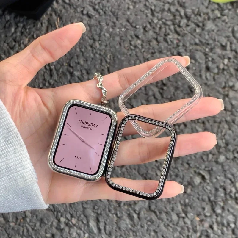 

Чехол Bling Diamond для Xiaomi Mi Band 8 Pro/9 Pro, защитная рамка для ПК со стразами и кристаллами (без защитной пленки).