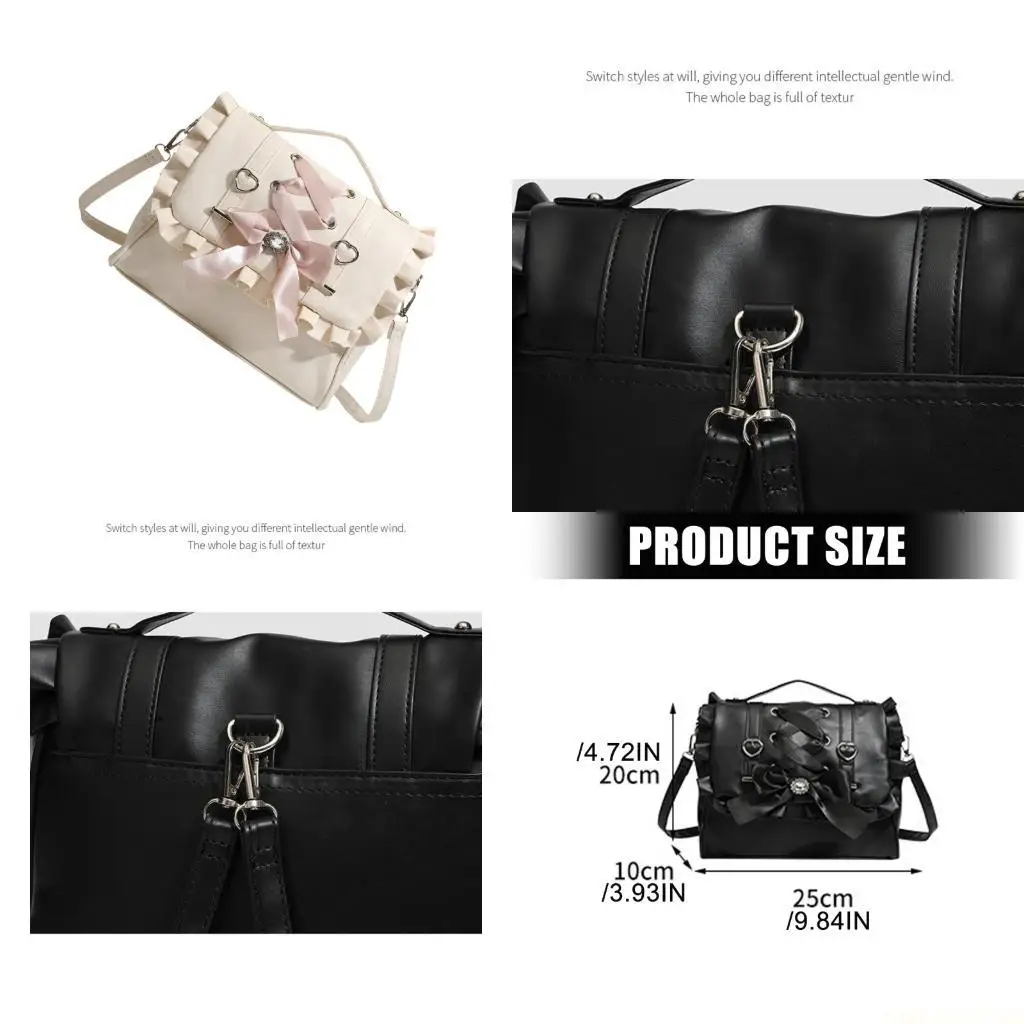 

X90D Милая сумка через плечо в стиле аниме с бантиками и акцентом, практичный рюкзак из искусственной кожи для девочек