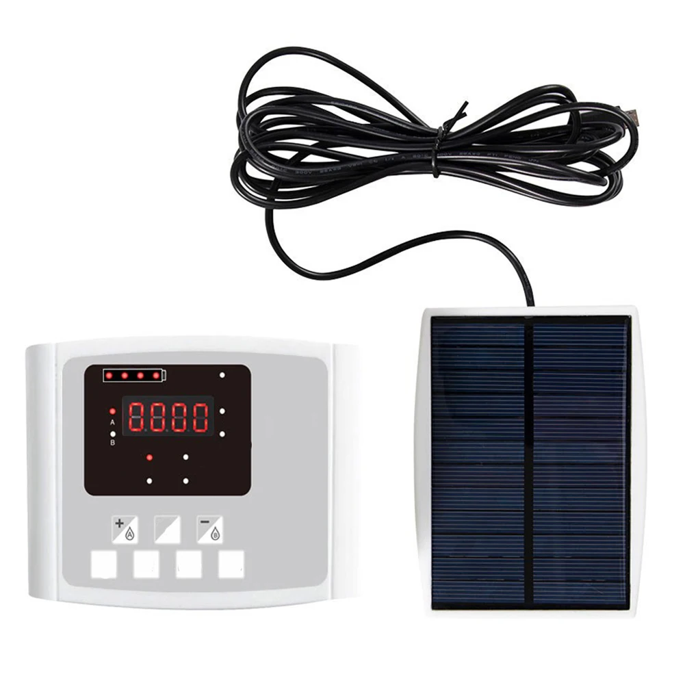 Solar Charging Dual Pump Watering Device with Voice Alerts for Balcony Plants Timed Irrigation and Memory Settings