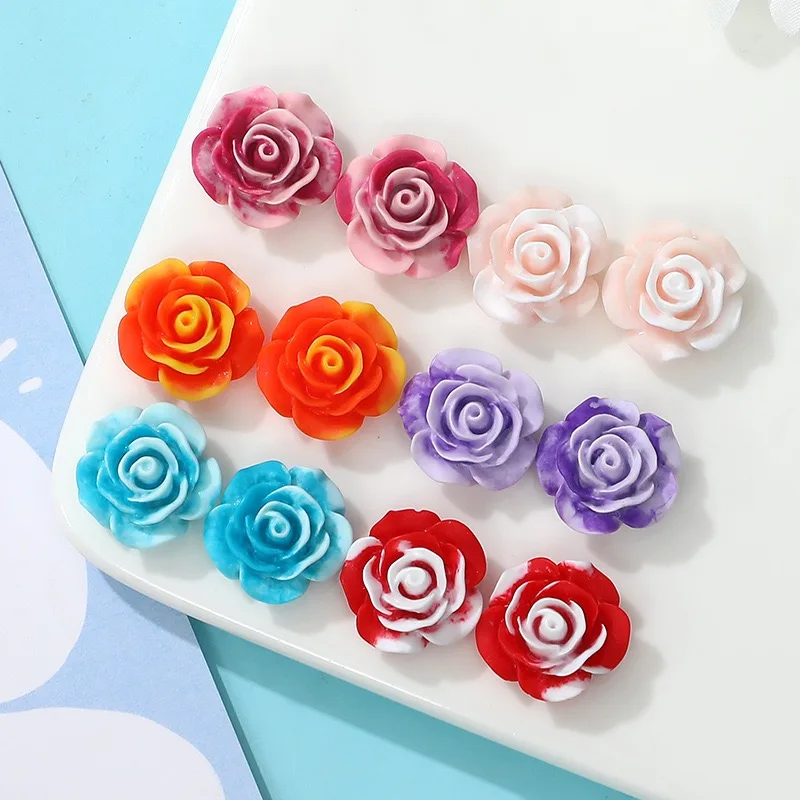 

Roses Vintage Resin Flower Cabochon 20pcs Flatbacks for DIY Jewelry Making Wholesale Scrapbook Decoration Accessory