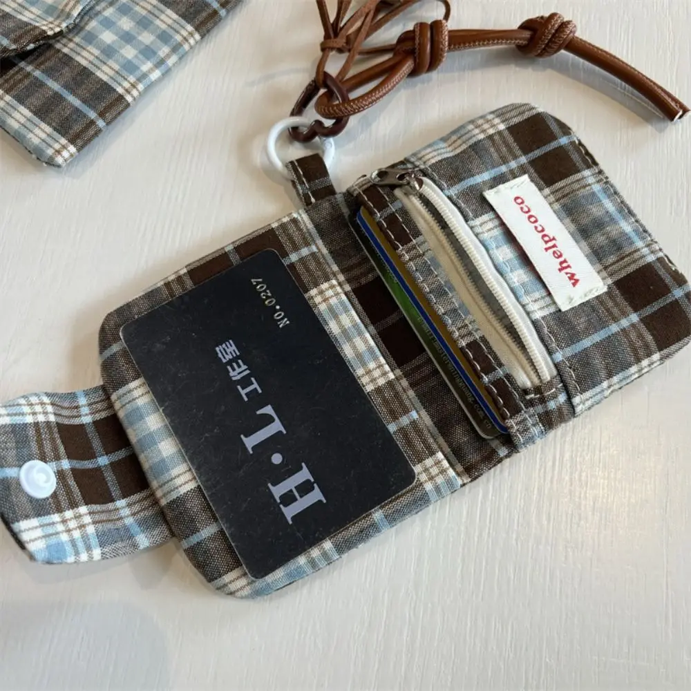 Canvas Retro Plaid Coin Purse Korean Style Portable Mini Cash Wallet Coin Purse Multifunctional Cloth Envelope Wallets Outdoor