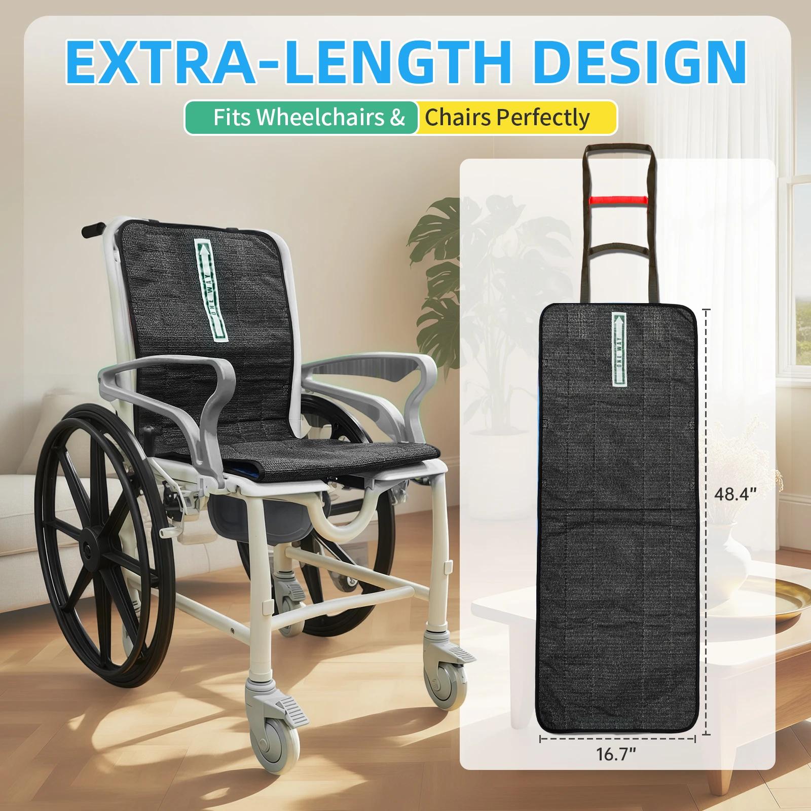 Ehucon One Way Transfer Support Seat Cushion with Handles,Non-Slip Fall Prevention Pad for Elderly 48.4