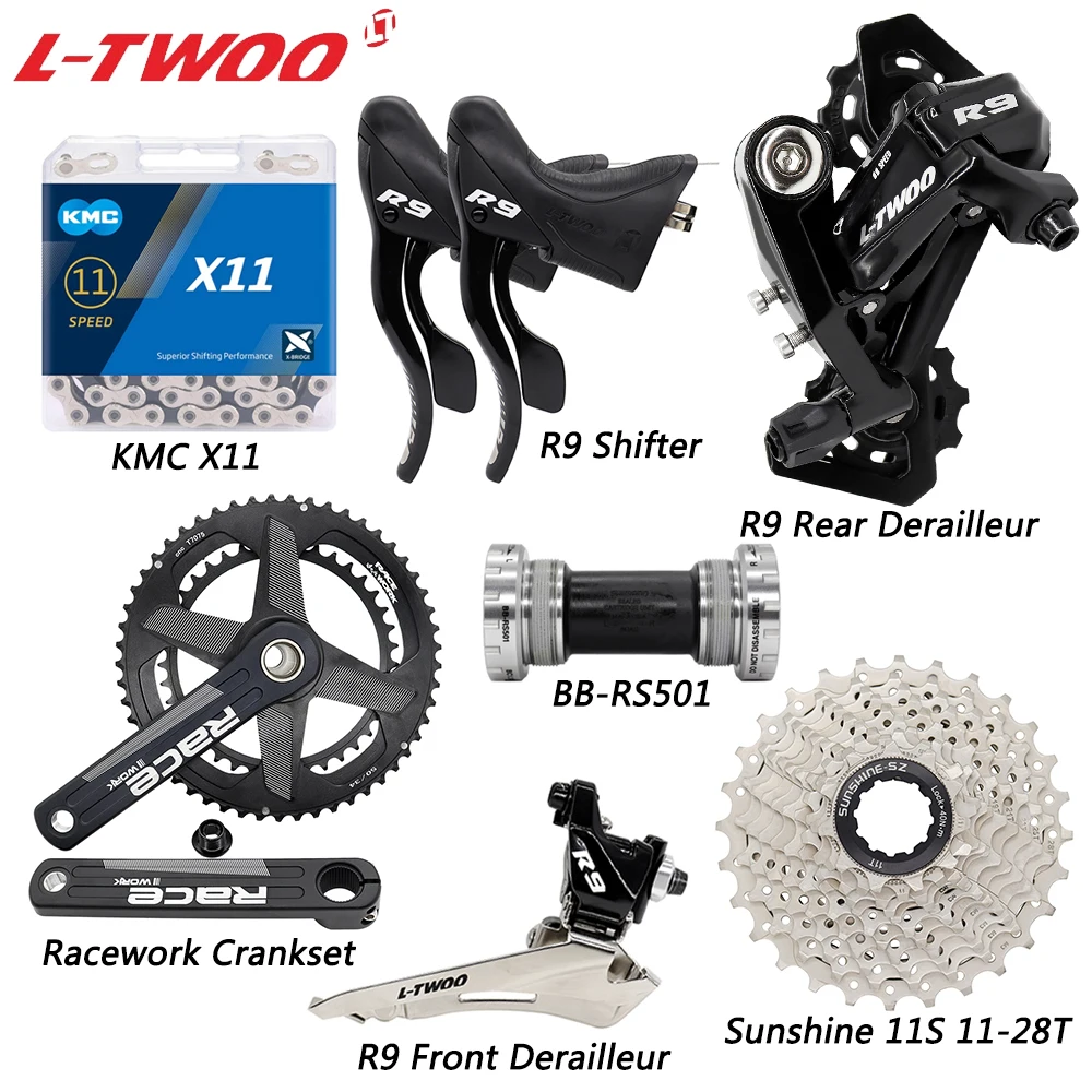 LTWOO R9 2X11 Speed Derailleur Groupset for Road Bike Shifter Lever Derailleurs Racework Crankset RS501 Bottom Kit Bicycle Parts