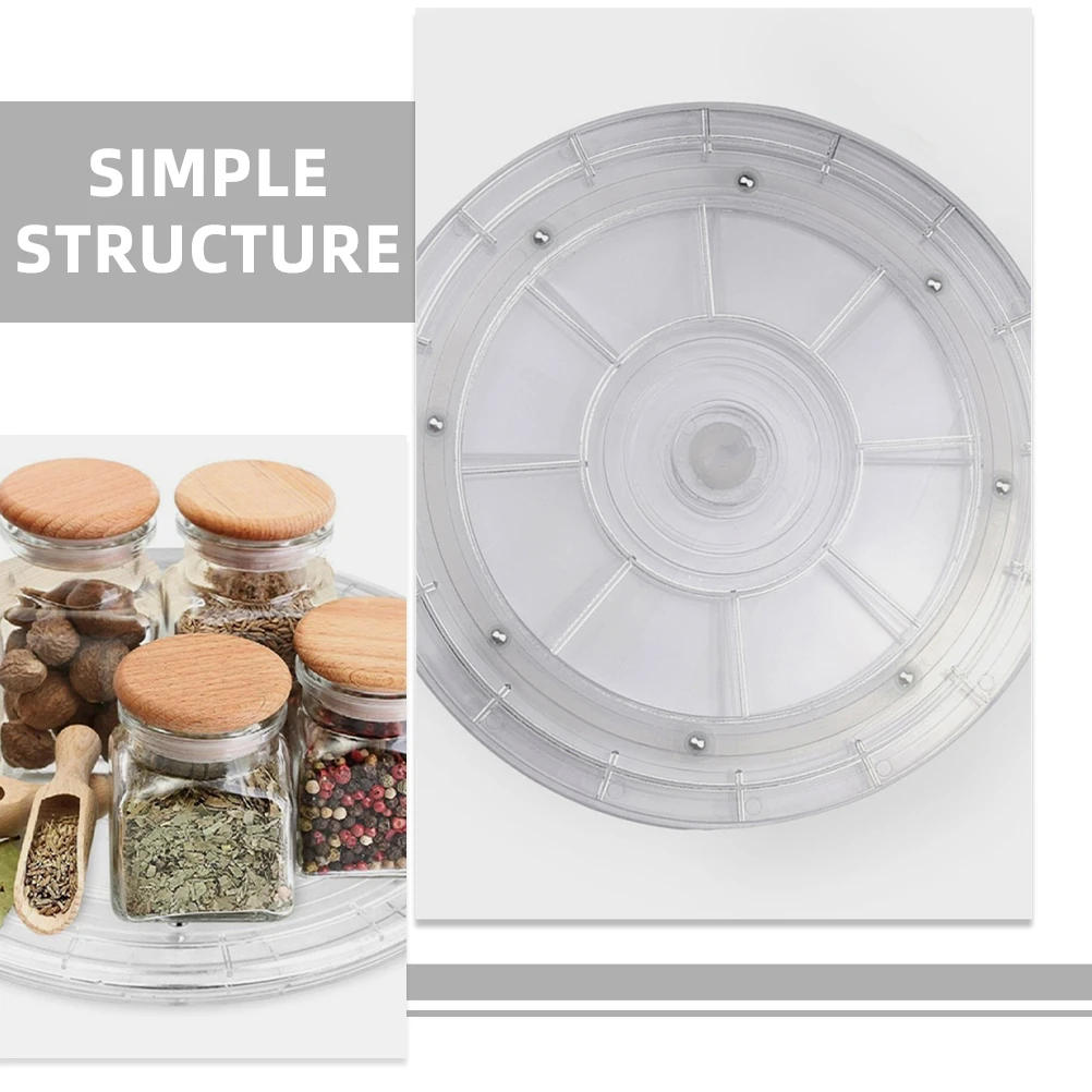 

2Pcs Rotating Turntable Clear Acrylic 360 Degree Kitchen Spice Holder Transparent Storage Rack Household Cake Plate