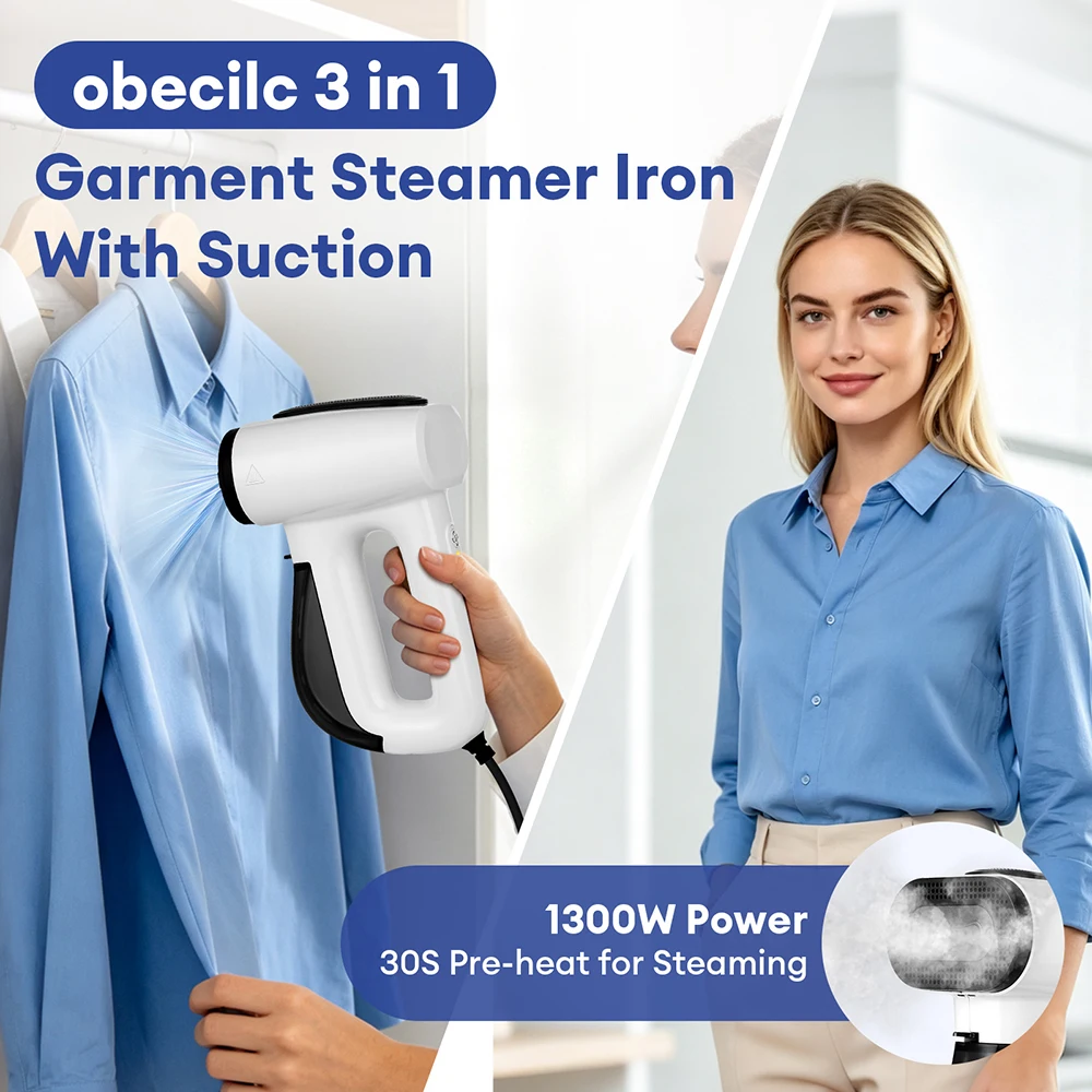 1300w Vacuum Garment Steamer 3 in 1 Steam Ironing Dry Ironing 175ml Water Tank Fast Wrinkle Removal With Filter Pads image 4