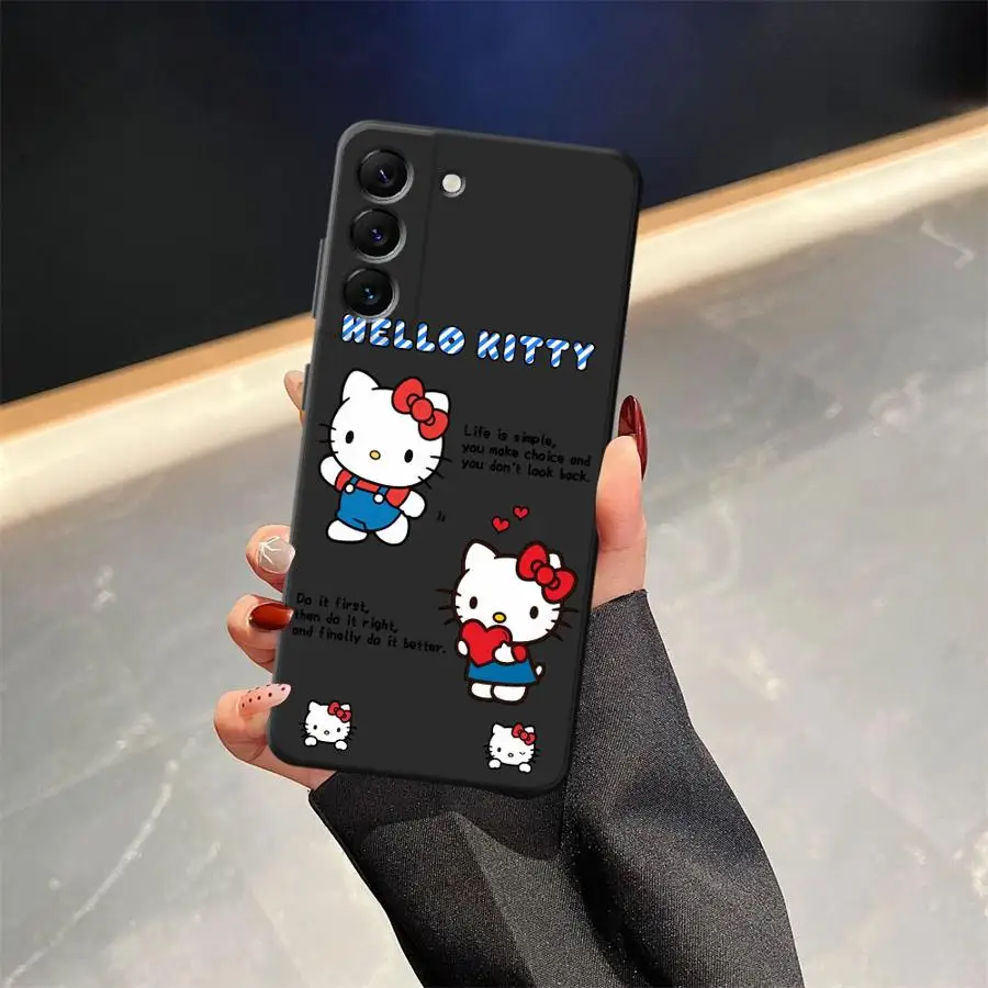 موضة مرحبا كيتي الكرتون الأسود لينة غطاء الهاتف حقيبة لهاتف سامسونج غالاكسي A70 A04 A06 A05 A10 A12 A17 A50 A40 A16 A30 A15 A20
