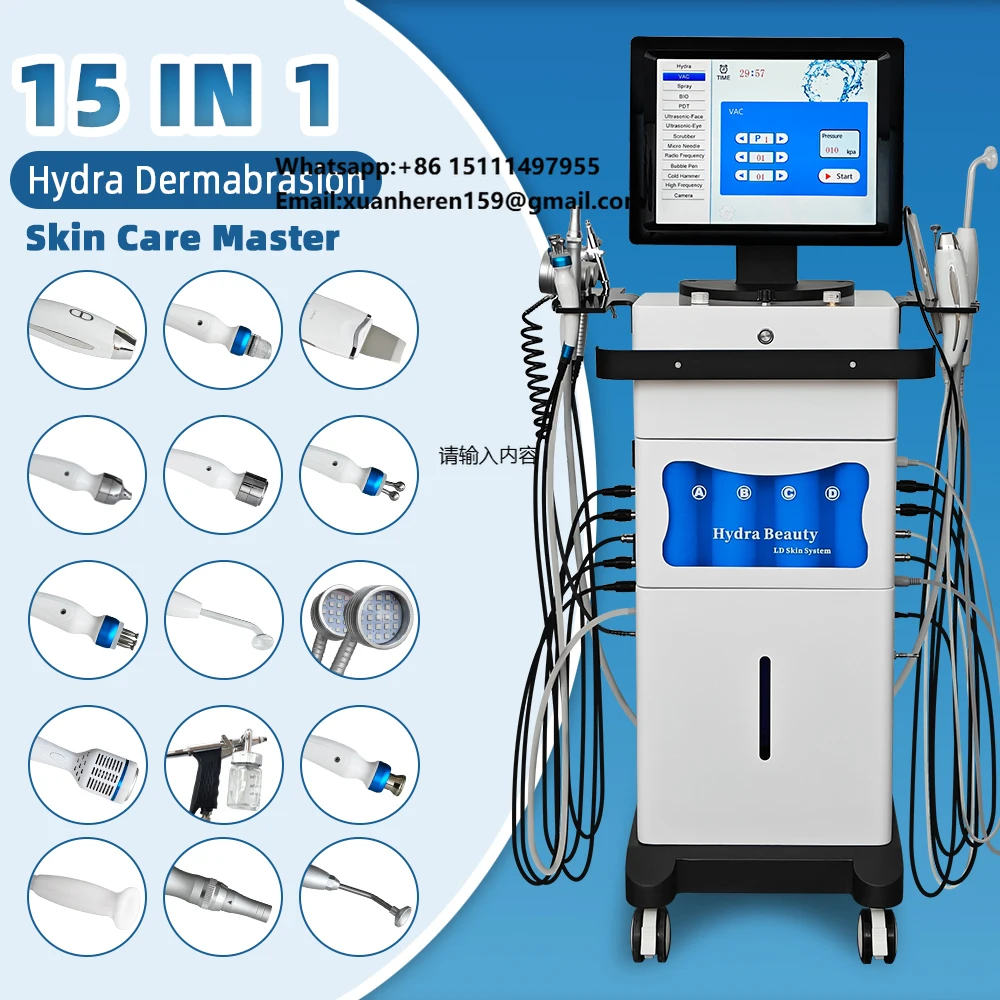 2026 Stand 15 in 1 Skin Facial Beauty Hydro Dermabrasion Hydra Aqua Peel Facial Machine