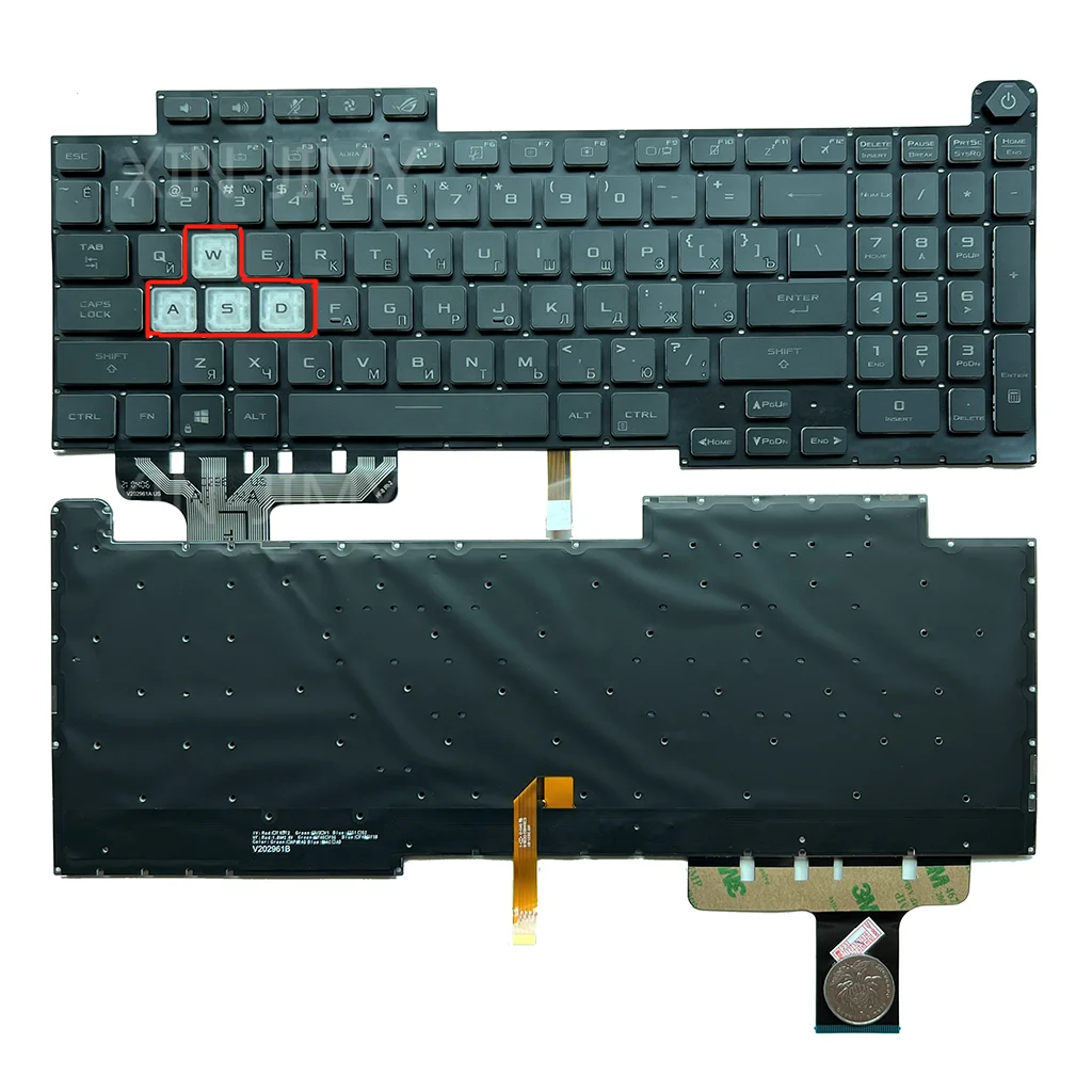 

New Russian US RGB Backlit Keyboard For Asus ROG Stirx G17 G713 G713Q G713QE G713QR 0KNR0-681FUS00 black