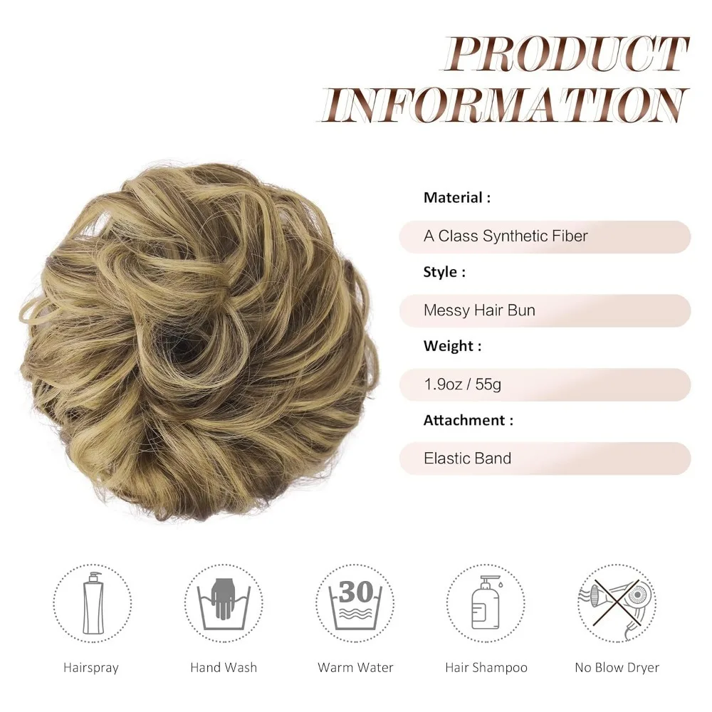 قطع شعر كعكة فوضوية - كعكة شعر مرنة كبيرة مموجة ومموجة، وصلات شعر على شكل ذيل حصان، قطع شعر صناعية للنساء،