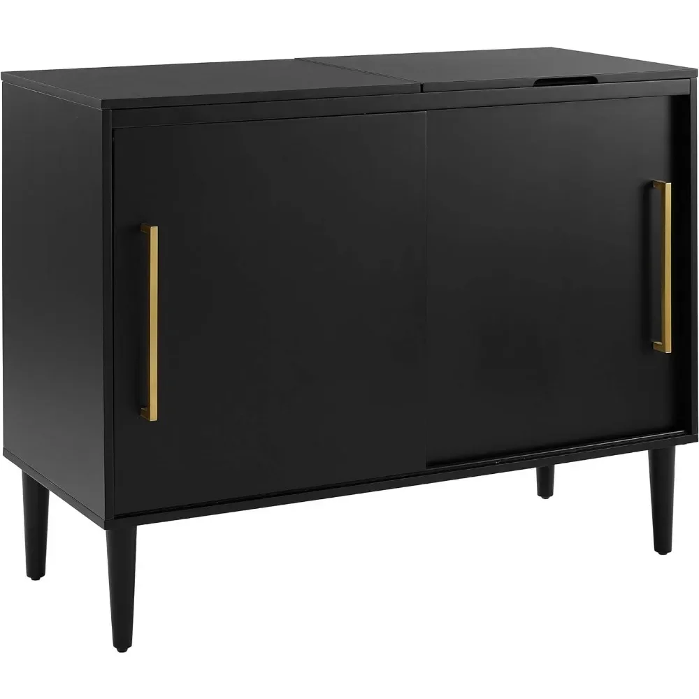 Furniture Everett Mid-Century Modern Media Console, Matte Black