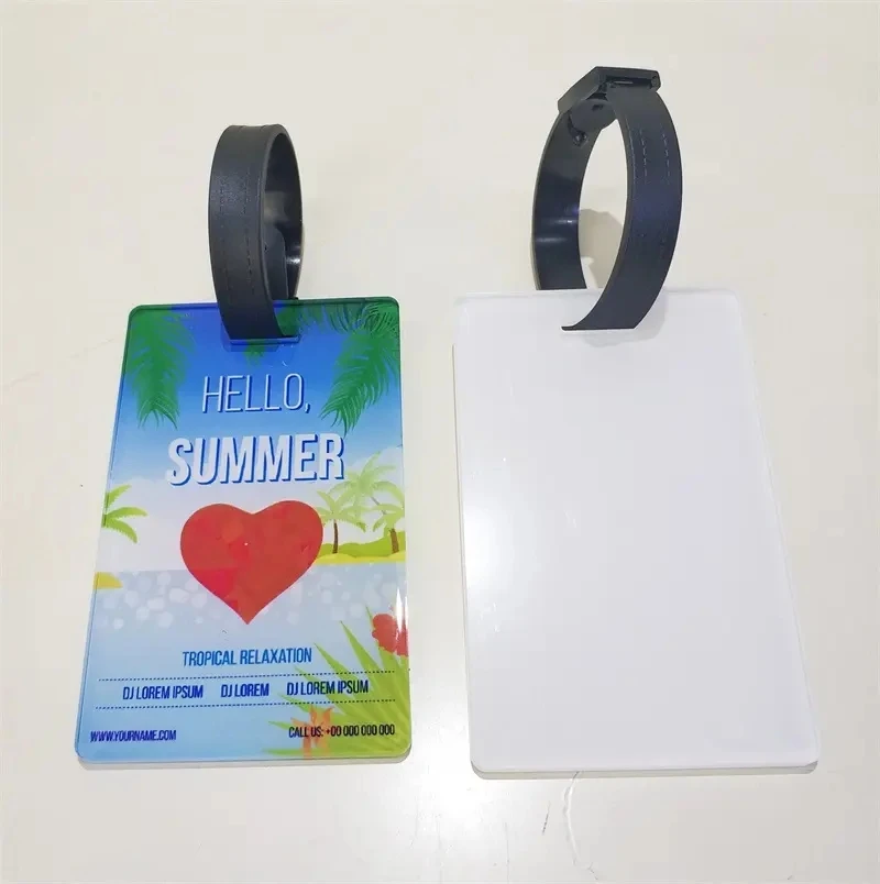 Sublimation Blank Print Luggage Tag Custom Logo Double Side Acrylic Suitcase Tags Travel Accessories Name ID Address Tags