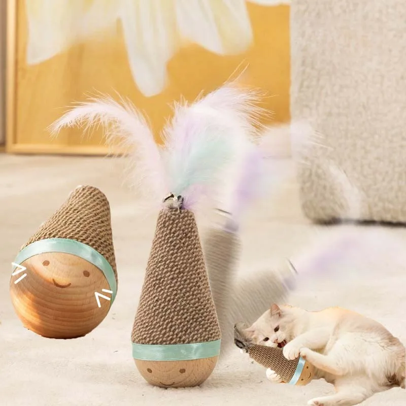 Juguete para Gatos, Juguete Interactivo con Plumas Resistentes a Mordidas, Juguete para Masticar con Forma de Agave, Limpieza de Dientes, Suministros para Mascotas