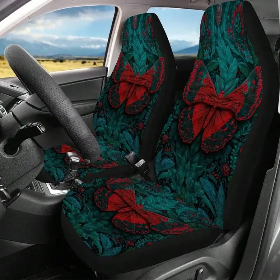 

Red Butterfly Garden Car Seat Covers Set For Front Seats SUV Sedan