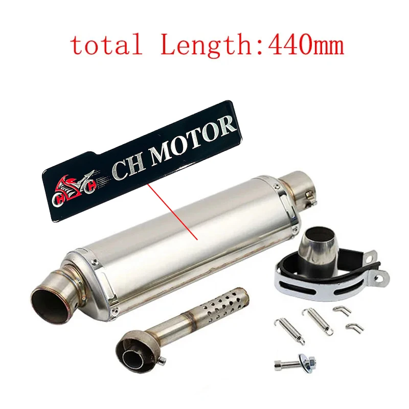 51mm Universal Motorcycle Exhaust Muffler Escape 310 370 440 mm Pipe 100cc-1000cc ATV GP Scooter Stainless Steel For fz6 pcx125