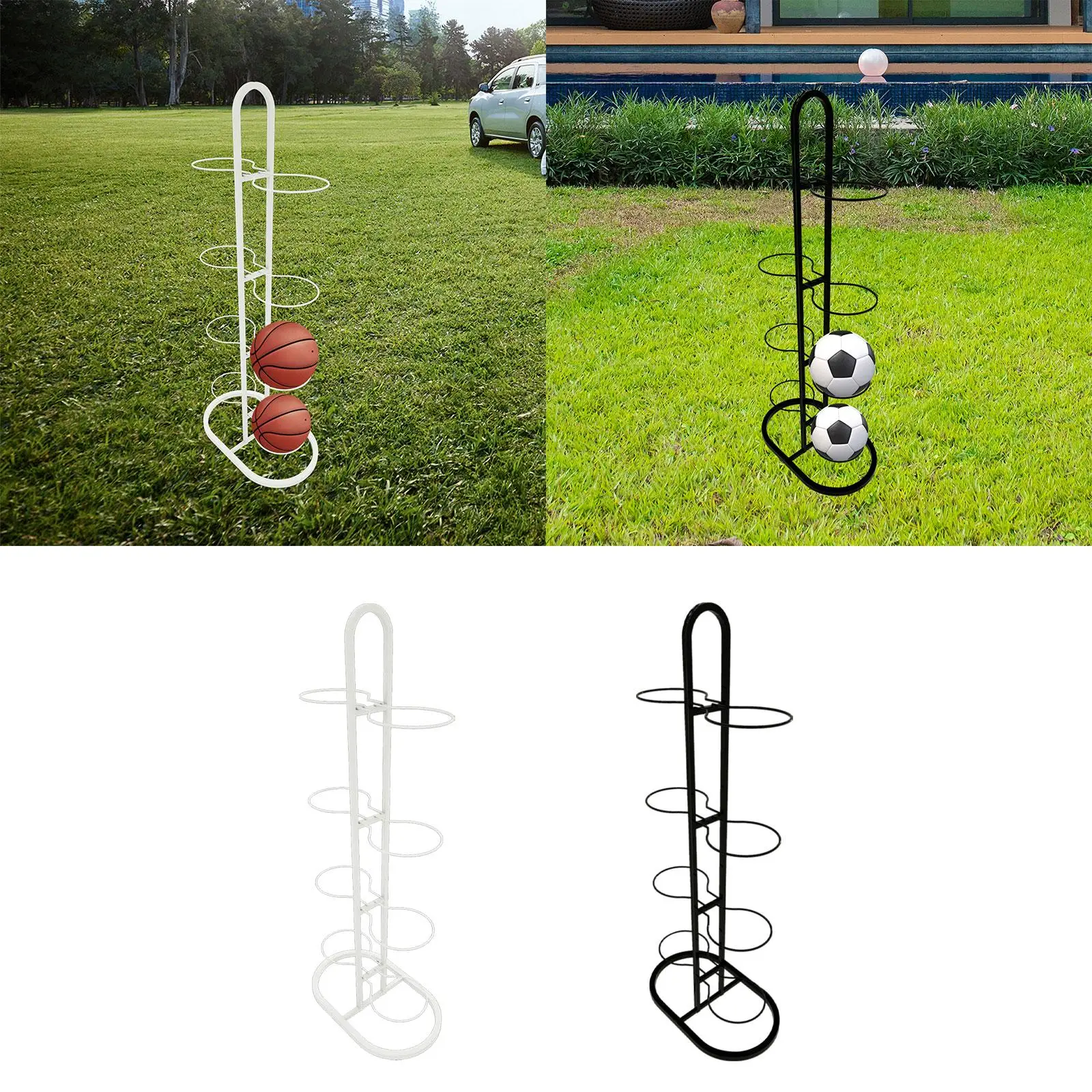 

8 Tier Ball Storage Double Sided Portable Garage Ball Organizer Vertical Ball Stand for Gym Living Room Football Rugby Ball Home