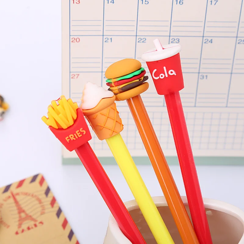 36pcs Wholesale Pen Creative Fries Coke Burger Ice Cream Gel Pen Cute Stationery Student Tools Cartoon Office Cute Stationery