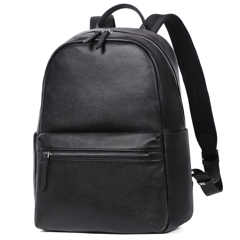 Brand Men Backpack Real Leather School Backpack Bag Fashion Waterproof Travel Bag Leather Book Bag Male 15.6inch Laptop Bags