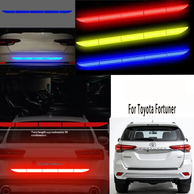 

For Toyota Fortuner 1Pcs Car Reflective Warning Tape Trunk Anti-Collision Bumper Strip Universal Auto Safety Reflector Sticker