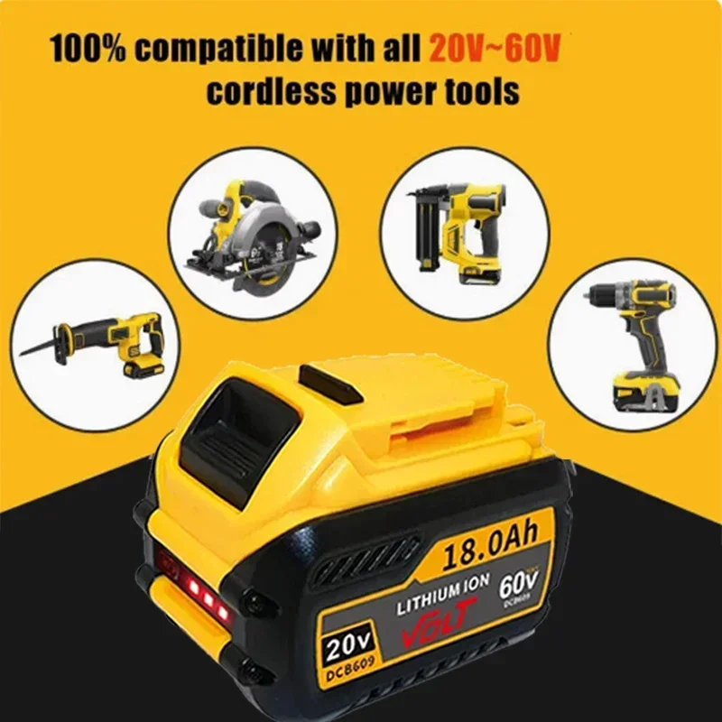 For Dewalt FLEXVOLT 20V/60V MAX Battery 18Ah DCB609 Lithium-ion DCB606 DCB612 DCB609 DCB205 DCB200 DCB182 Batería for Dewalt 20V