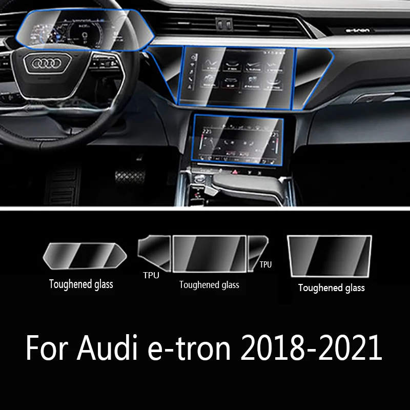 For Audi E-tron 2018-2021 Car GPS Navigation Film LCD Screen Tempered Glass Protective Film Interior Stickers