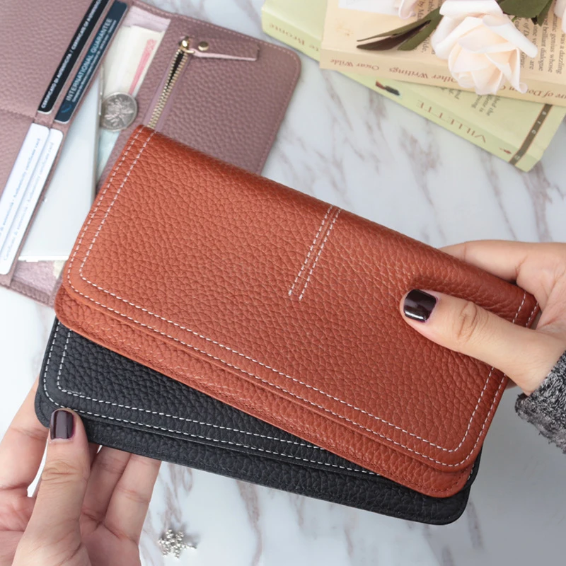 

Genuine Cow Leather Slim 4 Card Holder Wallet ladies Simple Fashion Cowhide Credit Card Holder Mobile Wallet Ultra Thin Wallet