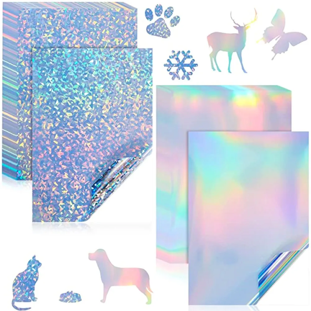 Glitter Self Adhesive Stickers Holographic Transparent Lamination 10 Sheets Films Rainbow Easy Cut Mulit Styles Gift Cards Decor