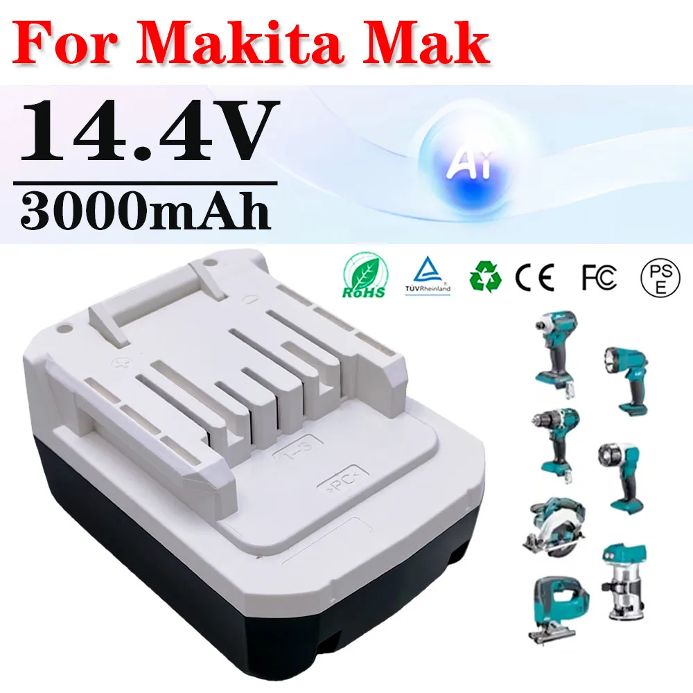 

14.4V 3000mAh Li-Ion Battery for Makita Mak BL1415G BL1413G BL1460G DC18WA UH480D UH520D UM165D UR140D Power Tool