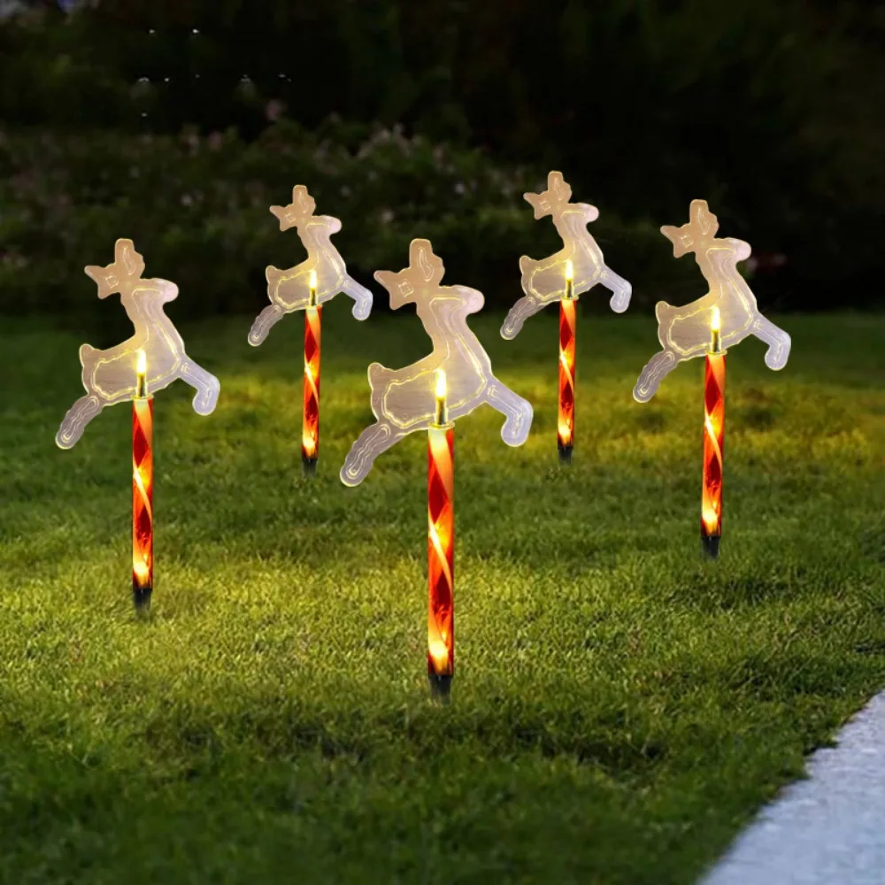 5Pcs/Set Snowflake Landscape Christmas Lights 8 Modes Waterproof Santa Claus Solar Lights Decorative Red Tube Solar Lawn Lights